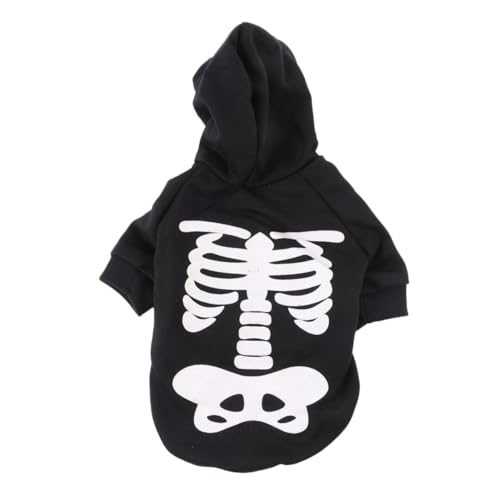 MUELODSIC Halloween Nachtleuchtendes Skelett Haustierkostüm für Kleine Hunde und Katzen XL Bequemes Baumwollmaterial Leuchtender Druck für Party und Cosplay Geeignet für Teddy und Kleine von MUELODSIC