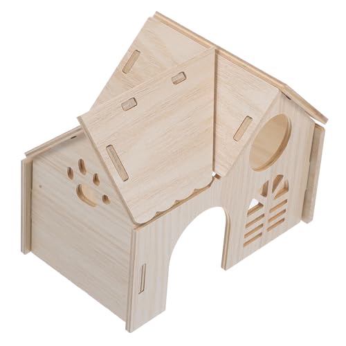 MUELODSIC Hamster Holzhaus aus Robustem Verschleißfestem Material Multifunktionales Versteck und Schlafnest für Hamster Meerschweinchen Chinchillas und Andere Kleintiere Geeignet für von MUELODSIC