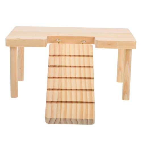 MUELODSIC Hamster Plattform aus Holz mit Leiter Stabiles Käfigzubehör für Kleintiere Kleine Haustier Holzrampe für Hamster Igel Rennmäuse Fördert Bewegung und Spielerische Aktivität von MUELODSIC