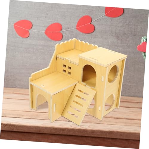 MUELODSIC Hamsterhaus aus Langlebigem Holz mit Kletterleiter und Belüftungsfenster Multifunktionales Versteck und Spielhaus für Hamster Chinchillas und Kleine Nagetiere DIY Bemalbar und von MUELODSIC