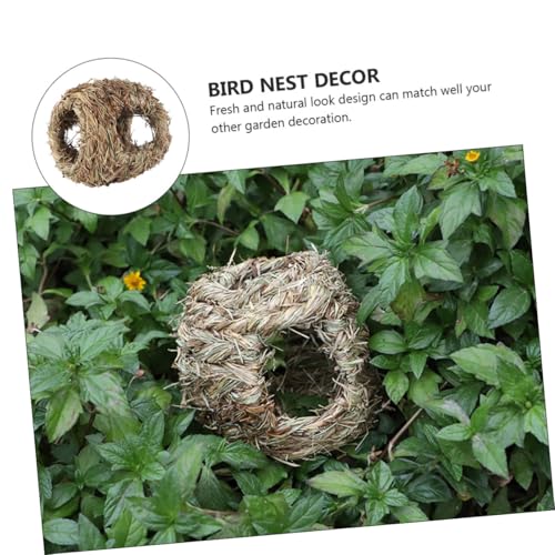MUELODSIC Handgewebtes Vogelnest mit Mehreren Öffnungen Garten Dekoration Langlebiges Sicheres und Komfortables Nestspielzeug für Vögel Natürliche Handgefertigte Gestaltung in Hellem Gelb von MUELODSIC
