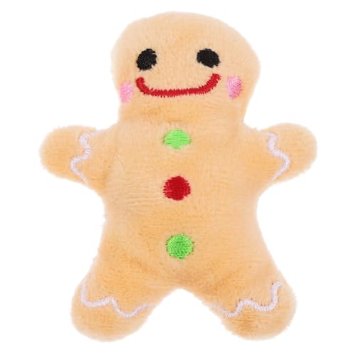 MUELODSIC Haustier -Lebkuchen -Mann Puppe knuddelig Hundespielzeug Weihnachten Zähne klein beißen beim Zahnen Plüschspielzeug für Hunde Haustier -Kau -Spielzeugpapler Braun von MUELODSIC