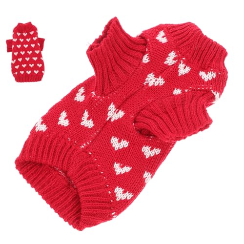 MUELODSIC Herzgemusterter Hundepullover mit Rundhals Dehnbar und Warm Gestrickter Winterpullover für Kleine bis Mittelgroße Hunde Modisches Hundekleidungsstück für Kalte Tage Rote MUELODSIC Herzgemusterter Hundepullover mit Rundhals Dehnbar und Warm Gestrickter Winterpullover für Kleine bis Mittelgroße Hunde Modisches Hundekleidungsstück für Kalte Tage Rote von MUELODSIC