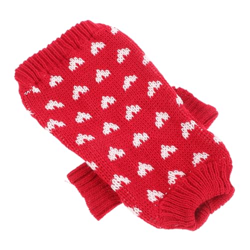 MUELODSIC Herzmotiv Hundepullover für Kleine Hunde Weicher Warmer Strickpullover Bequemes Haustier-zubehör für Alltag Party und Fotoshootings S Roter Enganliegender Hundemantel von MUELODSIC