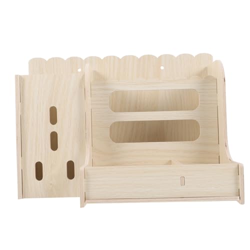 MUELODSIC Holzfütterung für Kaninchen und Meerschweinchen Stabile Heuraufe mit Natürlichem Holzmaterial Leicht zu Reinigen Multifunktional für Kleine Nager Sicherer Futterhalter gegen von MUELODSIC