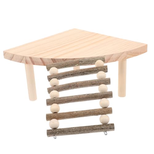 MUELODSIC Holzleiter Plattform für Hamster und Zwerghamster Robustes Klettern mit Hoher Rampe Geeignet für Hamster Rennmäuse Meerschweinchen und Kleine Kleintiere von MUELODSIC