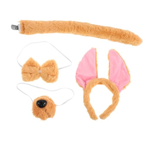MUELODSIC Hundekostüm mit Plüsch Hundeschwanz Verstellbarem Hundeschwanz und Hundeschlaufe Cartoon Tierkopfschmuck für Damen Herren für Geburtstag Halloween und Tier Cosplay von MUELODSIC