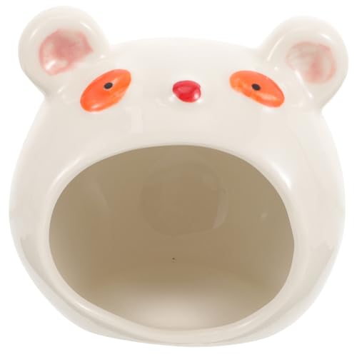 MUELODSIC Keramik Hamster Versteck Bärenform Kühlendes Nest Kleintier Haus aus Stabilem Leicht zu Reinigendem Material Dekorativ und Langlebig als Rückzugsort für Zwerghamster im Sommer von MUELODSIC