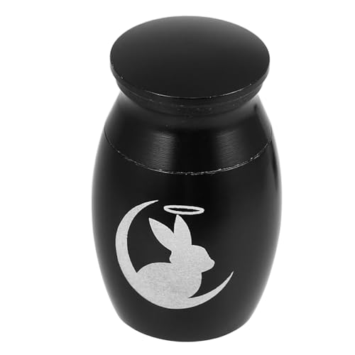 MUELODSIC Kleine Edelstahl Tierurne für Haustierasche Robuste Metall urne mit Einfachem Design Tragbare Andenkenurne für Katzen Hunde und Kaninchen Schwarze Gedenkurne für Haustiere Zuhause von MUELODSIC
