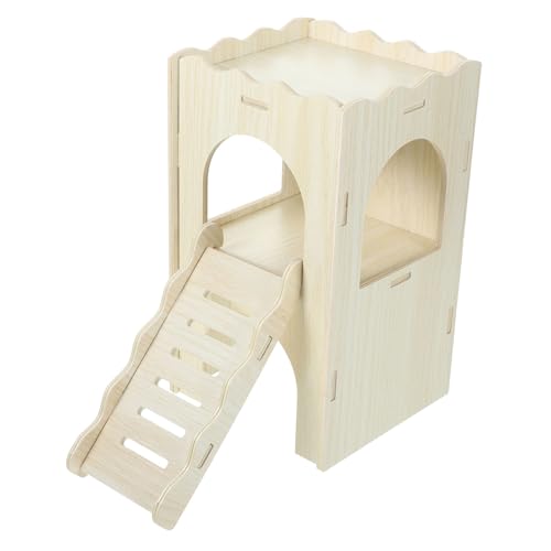 MUELODSIC Mehrkammeriges Hamsterhaus aus Stabilem Holz mit Wellenplattform Vielseitiges Versteck und Rückzugsort für Zwerghamster und Meerschweinchen Geeignet als Spielplatz und Ruheplatz von MUELODSIC