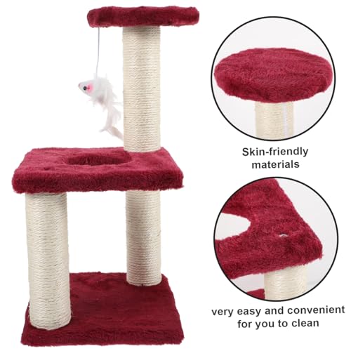 MUELODSIC Mehrschichtiger Verschleißfester Katzenspielbaum aus Sisal mit Stabilem Sockel Vertikalem Kratzpfosten Geeignet für Große Katzen Katzenkratzbaum und Kletterplattform in Weinrot MUELODSIC Mehrschichtiger Verschleißfester Katzenspielbaum aus Sisal mit Stabilem Sockel Vertikalem Kratzpfosten Geeignet für Große Katzen Katzenkratzbaum und Kletterplattform in Weinrot von MUELODSIC