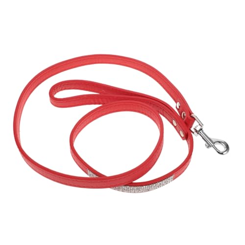MUELODSIC PU Hundeleine mit Funkelnden Strasssteinen Trainingsleine für Kleine und Mittelgroße Hunde Bunte Flexible Haustier Walking Leine zum Joggen Spazieren und Outdoor Einsatz Rot von MUELODSIC