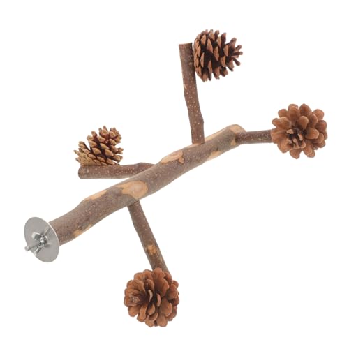 MUELODSIC Papageien Sitzstange aus Naturholz mit Kletterplattform und Tannenzapfen Robustes Vogelkäfig zubehör für Wellensittiche und Kleine Vögel Interaktives Kletterspielzeug für Mehr von MUELODSIC