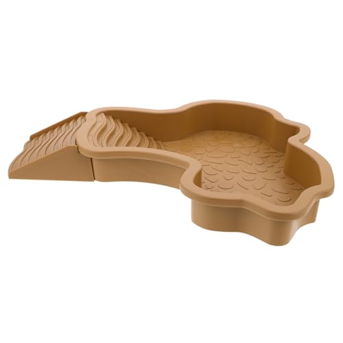 MUELODSIC Pet Turtle Badewanne Reptilienbecken Schildkrötenplattform Groß Hängende Schildkrötenplattform Schildkröten-badewanne Reptilienpanzerzubehör Schildkrötenbadwerkzeug Khaki Plastik von MUELODSIC