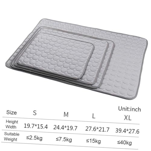 MUELODSIC Sommer Pet Kühlmatte für Hunde Katzen Große Graues Selbstkühlendes Kühlkissen mit Hitzeableitendem Wasserfestem Kratzfestem Material Atmungsaktiv und Langlebig von MUELODSIC