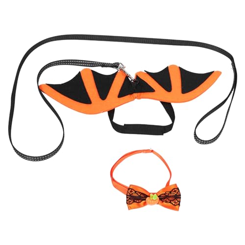 MUELODSIC Teiliges Pet Bat Wings Cosplay mit Schleife und Leine Niedliches Halloween Kostüm für Katzen und Kleine Hunde Festliches Party-Outfit mit Stylischen Fledermausflügeln von MUELODSIC