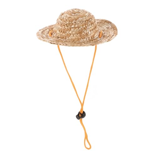 MUELODSIC Verstellbarer Pet Sombrero Strohhut Sonnenhut mit Elastischem Kinnriemen für Kleine Hunde und Katzen Atmungsaktive Kopfbedeckung für Garten und Strand S von MUELODSIC