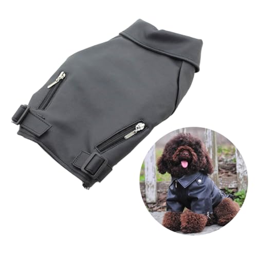MUELODSIC Warme Hundejacke PU Winddicht Zip Up Wintermantel für Haustiere XL Schwarz Wind und Wasserabweisende Welpenweste für Kalte Jahreszeiten Bequeme Hundebekleidung mit D Ring von MUELODSIC