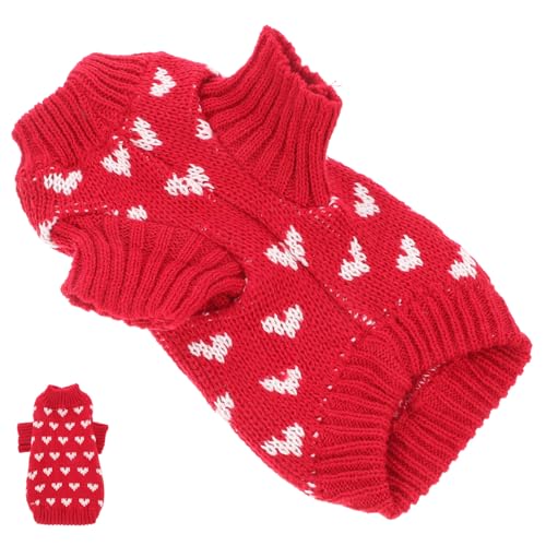 MUELODSIC Warmer Hundepullover Xs für Kleine Hunde Atmungsaktiver Gestrickter Valentinstag-Pullover mit Herzmuster Weiche Bequeme Hunde-Winterbekleidung für Haustiere Passform für Kleine von MUELODSIC