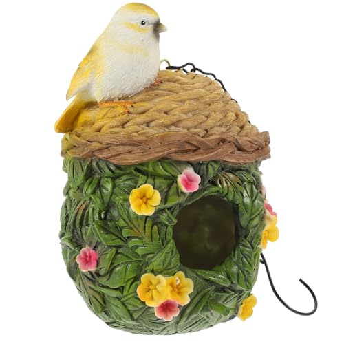 MUELODSIC Witterungsbeständiges Resin Vogelhaus als Outdoor Gartendekoration Warmes Vogelbett zum Aufhängen Wetterfestes Nistnest für Papageien und Sittiche Komfortables Schlafhaus für von MUELODSIC