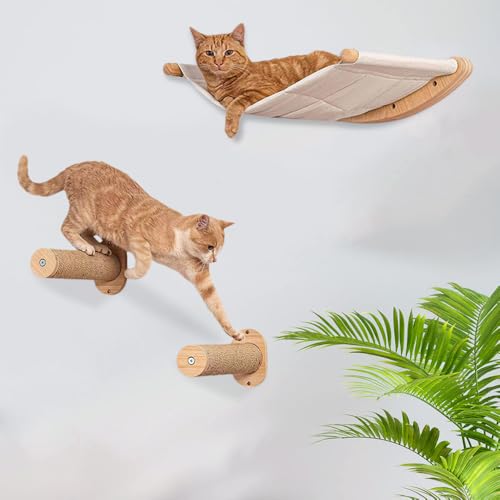 MUL-BOUTIQUE Wandlauf, Katze, Kombi-Set mit Katzenbäumen, Wandregal für Katzen, Hängematte mit 2 Stufen, geeignet für die meisten Kätzchen, mittelgroße und große Katzen MUL-BOUTIQUE Wandlauf, Katze, Kombi-Set mit Katzenbäumen, Wandregal für Katzen, Hängematte mit 2 Stufen, geeignet für die meisten Kätzchen, mittelgroße und große Katzen von MUL-BOUTIQUE