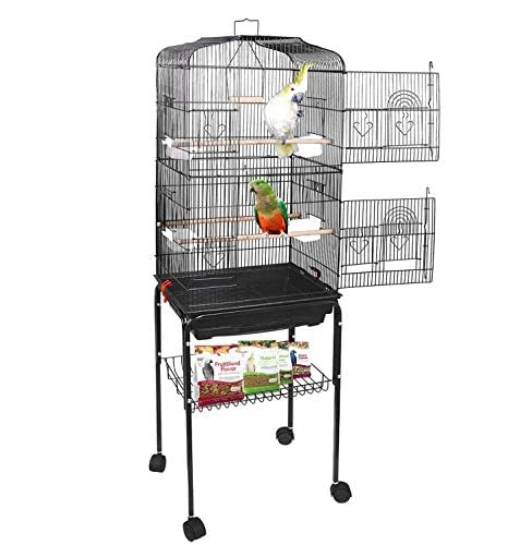 Vogelkäfig auf Fuß, Voliere, großer Vogelkäfig, mit Fuß auf Rollen, für Wellensittiche, Nymphensittiche, Kanarienvögel, mit abnehmbarem Ständer Vogelkäfig auf Fuß, Voliere, großer Vogelkäfig, mit Fuß auf Rollen, für Wellensittiche, Nymphensittiche, Kanarienvögel, mit abnehmbarem Ständer von MUL-BOUTIQUE