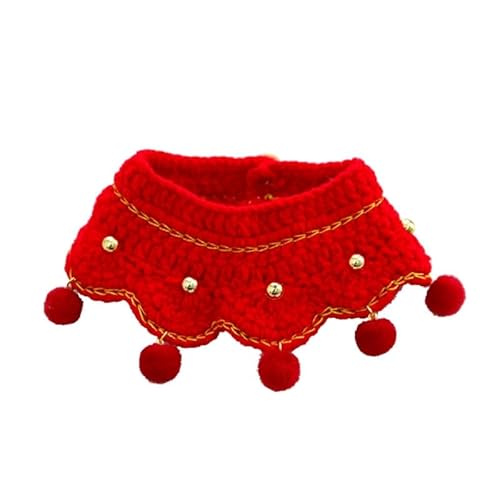 Hundehalsband mit Speicheltuch, gestrickt, mit kleinen Pompons, Anhänger für Kätzchen, Fotografie, Welpen, Haustierhalsbänder für Hunde, Neujahr, Urlaub, Haustierhalsband, Weihnachten von MULAIDI