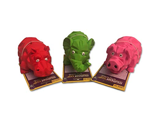 Multipet Hundespielzeug Schweinchen, Latex, verschiedene Farben, Origami Pack of 3 Assorted von MULTIPET