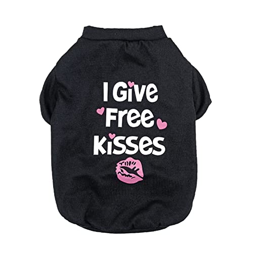Briefdruck Hundeshemd Haustierkleidung Welpen Baumwolle T-Shirts Super Weich Cat Tank Weste T-Shirt Atmungsaktiv Haustiere Kleidung Pullover Hundeshirt für kleine extra kleine mittlere (Black, XS) von MUMEOMU