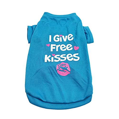 Briefdruck Hundeshemd Haustierkleidung Welpen Baumwolle T-Shirts Super Weich Cat Tank Weste T-Shirt Atmungsaktiv Haustiere Kleidung Pullover Hundeshirt für kleine extra kleine mittlere Hunde (Blue, M) von MUMEOMU