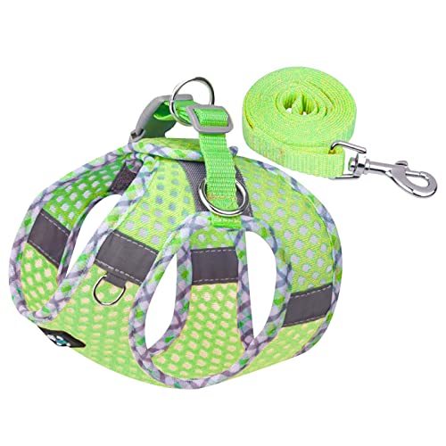 MUMEOMU Hundegeschirr Kleine Hunde Geschirr Hund Weich Gepolstert Hunde Geschirr Reflektierend, Air-Mesh Brustgeschirr für Welpen Kleine Hunde, Haustiere, Katzen, Verstellbare Atmungsaktive (A, M) von MUMEOMU