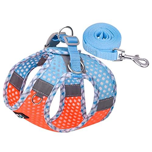 MUMEOMU Hundegeschirr Kleine Hunde Geschirr Hund Weich Gepolstert Hunde Geschirr Reflektierend, Air-Mesh Brustgeschirr für Welpen Kleine Hunde, Haustiere, Katzen, Verstellbare Atmungsaktive (B, M) von MUMEOMU