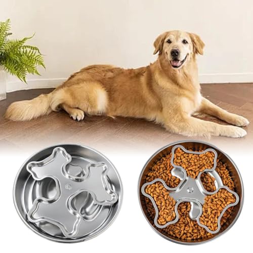 Futternapf aus Metall, Edelstahl, Anti-Würgen, langsames Fressen, Haustiernapf für Hunde, lustiges interaktives Design, 304 Edelstahl, lebensmittelecht, robuster Boden von MUMQAQ