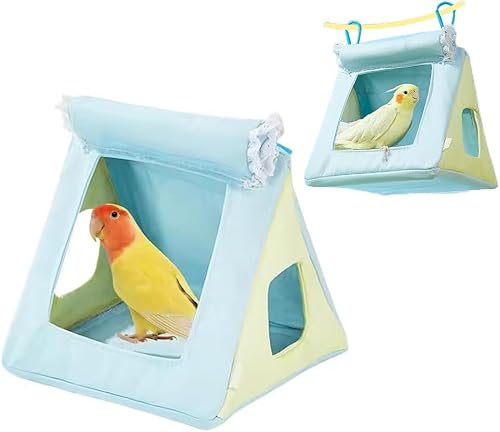 MUMQAQ Hängbares Sittichnest, Vogelbett für Käfig mit zwei kleinen Fenstern, wasserdichte Haustier-Hängematte, Spielzeug, Vogelkäfige für Sittiche, vier Jahreszeiten, Papageienhaus-Zubehör für Zuhause von MUMQAQ