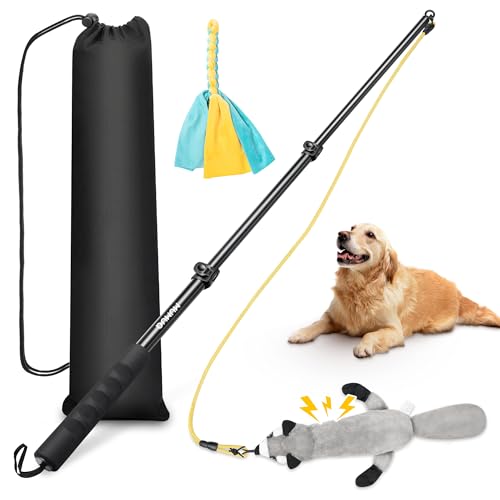Dog Flirt Pole, einziehbarer Teasing Stick mit Köder, interaktives Hundespielzeug für Outdoor-Training, Spielübung, 101,6 cm Flirt Stick für kleine, mittelgroße und große Hunde Dog Flirt Pole, einziehbarer Teasing Stick mit Köder, interaktives Hundespielzeug für Outdoor-Training, Spielübung, 101,6 cm Flirt Stick für kleine, mittelgroße und große Hunde von MUMUQ