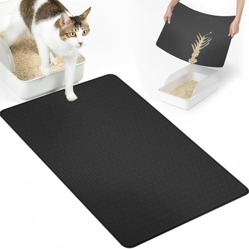 86 x 56 cm Silikon-Katzenstreu-Matte, Katzenfuttermatte mit erhöhtem Rand, wasserdichte Katzenstreu-Fangmatte, rutschfeste Gummiauflage für Boden, einfache Reinigung, Schwarz 86 x 56 cm Silikon-Katzenstreu-Matte, Katzenfuttermatte mit erhöhtem Rand, wasserdichte Katzenstreu-Fangmatte, rutschfeste Gummiauflage für Boden, einfache Reinigung, Schwarz von MUMUXIAO