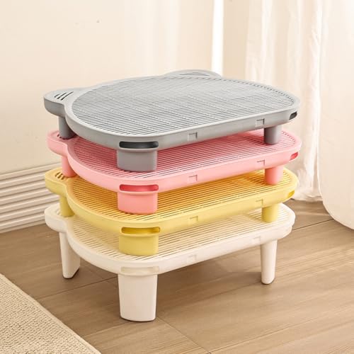 Doppelschichtige Katzenstreurampe mit Filterfunktion, 9 cm hoch, erhöhtes Katzenstreu, Filterschale, einfache Reinigung für kleine ältere Katzen, Rosa von MUMUXIAO