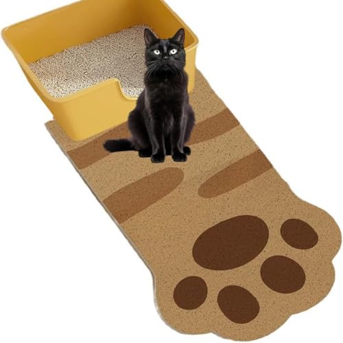Katzenstreu-Matte mit rutschfester Unterseite, große Streufangmatte für Streukontrolle, Haustier-Fütterunterlage, wasserdicht, leicht zu reinigen, Braun, 60 x 90 cm Katzenstreu-Matte mit rutschfester Unterseite, große Streufangmatte für Streukontrolle, Haustier-Fütterunterlage, wasserdicht, leicht zu reinigen, Braun, 60 x 90 cm von MUMUXIAO