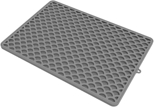 Weiche Silikon-Katzenstreu-Fangmatte, abnehmbare, doppellagige Katzentoilettenmatte für Katzentoilette, wasserdicht, rutschfest, 46,5 x 32,5 cm, Grau Weiche Silikon-Katzenstreu-Fangmatte, abnehmbare, doppellagige Katzentoilettenmatte für Katzentoilette, wasserdicht, rutschfest, 46,5 x 32,5 cm, Grau von MUMUXIAO