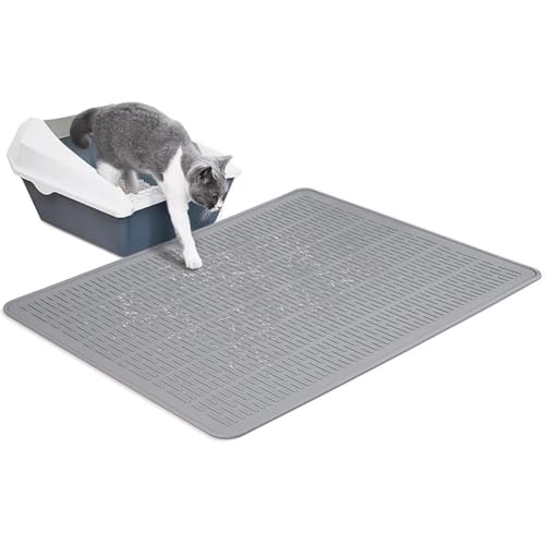 Weiche Silikon-Katzenstreu-Matte, wasserdicht, rutschfeste Haustier-Futtermatten für Hunde und Katzen, sanfte strukturierte Oberfläche für Haustierpfoten (92 x 52 cm) von MUMUXIAO