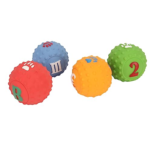 MUNEFE 4pcs Latex Hundeballspielzeug, quietschende interaktive weiche Welpe -Kauspielzeug mit lustigem Muster für kleine mittelgroße Haustier MUNEFE 4pcs Latex Hundeballspielzeug, quietschende interaktive weiche Welpe -Kauspielzeug mit lustigem Muster für kleine mittelgroße Haustier von MUNEFE
