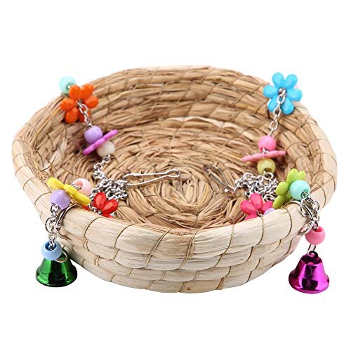MUNEFE Bird Toy Swing Nest, großes Vogelschwungspielzeug mit Glocken, Bird Nest Swing Bett Spielzeug mit glockengewebtem Stroh für Vögel von MUNEFE