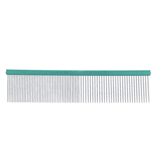 MUNEFE Pet Steel Com Com, abgerundete Enden Hundepflegekamm, Edelstahl -Haustier -Pflegekamm für Lange und Kurze Rassen (Grün 13cm/5,1in) von MUNEFE