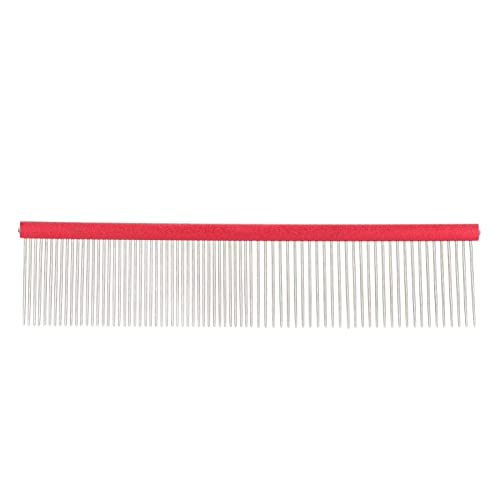 MUNEFE Pet Steel Com Com, abgerundete Enden Hundepflegekamm, Edelstahl -Haustier -Pflegekamm für Lange und Kurze Rassen (Rot 16 cm/6,3in) von MUNEFE