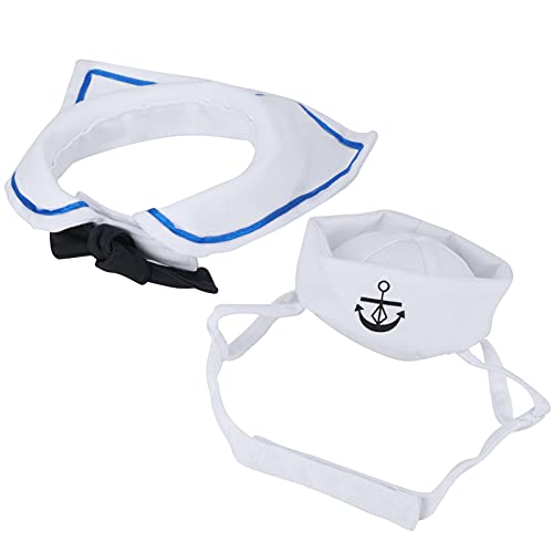 Munefe Pet Sailor Anzug, Katzenharm -Umhang, Katzenkostüme Hut, für den täglichen Gebrauch geeignet, Machen Sie EIN Paar süße Souvenirfotos von MUNEFE