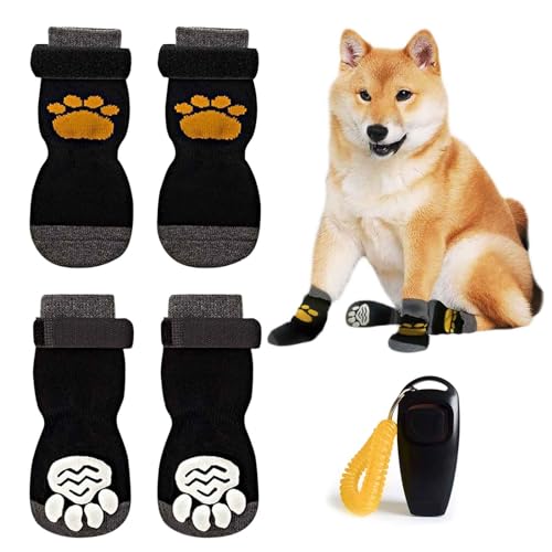 MUNSKT 2 Paar rutschfeste Hundesocken, verstellbare Haustierpfotenschutz mit Trainingspfeife, stoppt Lecken, Krallenstiefel, wasserdicht, waschbar, Schuhe für Welpen, Hunde, drinnen und draußen, Größe MUNSKT 2 Paar rutschfeste Hundesocken, verstellbare Haustierpfotenschutz mit Trainingspfeife, stoppt Lecken, Krallenstiefel, wasserdicht, waschbar, Schuhe für Welpen, Hunde, drinnen und draußen, Größe von MUNSKT