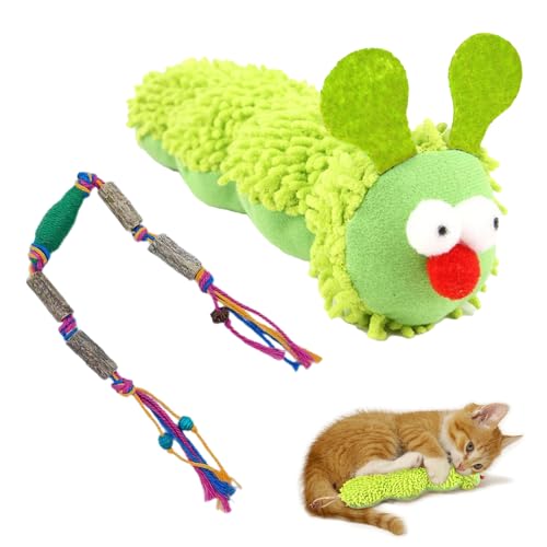 MUNSKT Katzenspielzeugset – Catnip Caterpillar and Green Lucky Rope, kauglich und interaktives Teething-Spielzeug für Katzen, Zahnpflege, 2 Stück MUNSKT Katzenspielzeugset – Catnip Caterpillar and Green Lucky Rope, kauglich und interaktives Teething-Spielzeug für Katzen, Zahnpflege, 2 Stück von MUNSKT