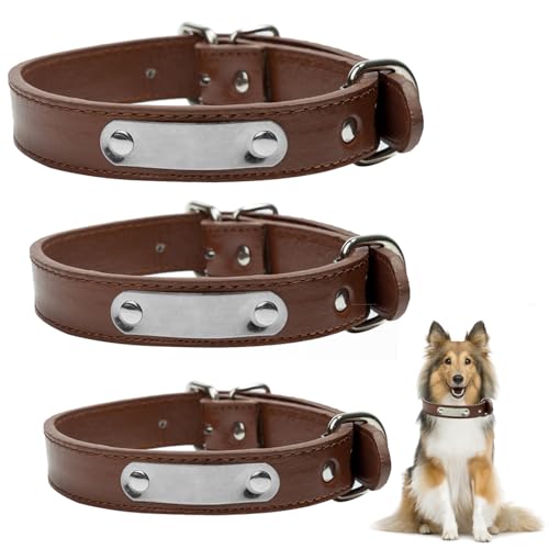 Personalisiertes Hundehalsband aus Leder, weich gepolstertes Leder-Hundehalsband mit individuellem Gravur-Namensschild und Schnalle aus Legierung, verstellbar für kleine, mittelgroße und große Hunde Personalisiertes Hundehalsband aus Leder, weich gepolstertes Leder-Hundehalsband mit individuellem Gravur-Namensschild und Schnalle aus Legierung, verstellbar für kleine, mittelgroße und große Hunde von MUNSKT