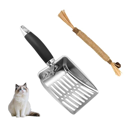 MUNTE Katzenklo Schaufel Edelstahl, Schaufel für Katzentoilette, Katzenschaufel mit Katzenspielzeug, Leicht zu Reinigen, Geeignet für Katzenstreu, Sand, Muscheln Und Andere Kleine Partikel MUNTE Katzenklo Schaufel Edelstahl, Schaufel für Katzentoilette, Katzenschaufel mit Katzenspielzeug, Leicht zu Reinigen, Geeignet für Katzenstreu, Sand, Muscheln Und Andere Kleine Partikel von MUNTE