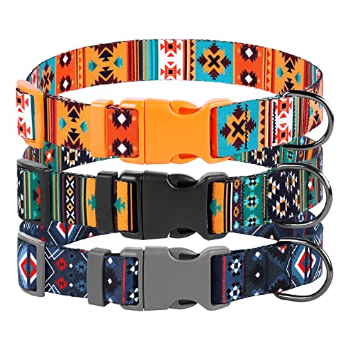 Southwest Hundehalsband, Tribal-Muster, verstellbar, für kleine, mittelgroße und große Hunde, Azteken-Druck (Aztekenmuster, Halsumfang 25,4 - 33 cm) von MUROM